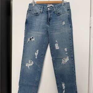 Zara Distressed Denim Boyfriend Jeans